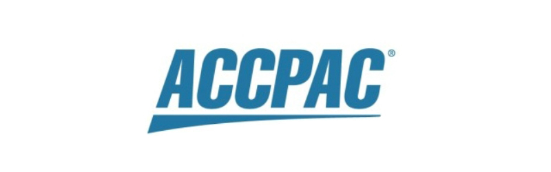 ACCPAC logo in blue text on a white background, representing accounting and business management software.